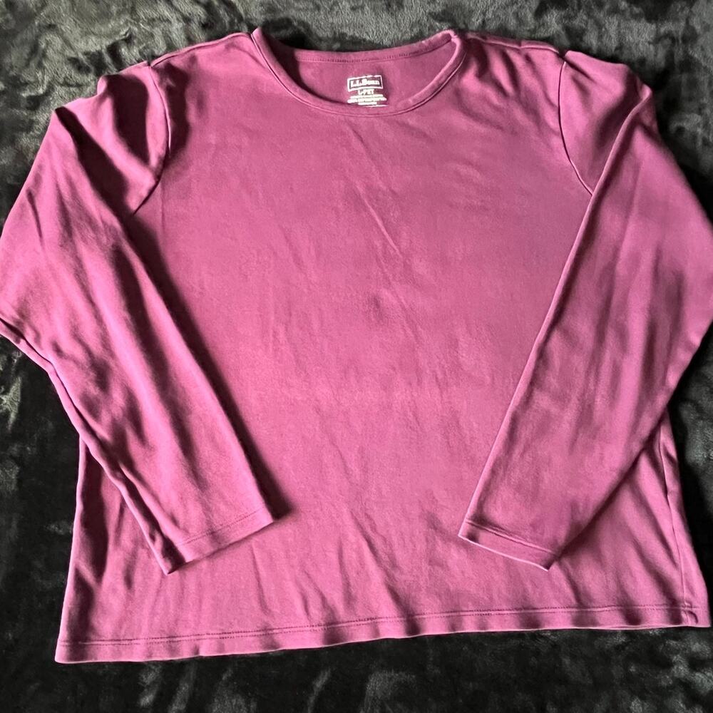 L.L. Bean Women's Purple Supima Cotton Long Sleeve Shirt Petite Large